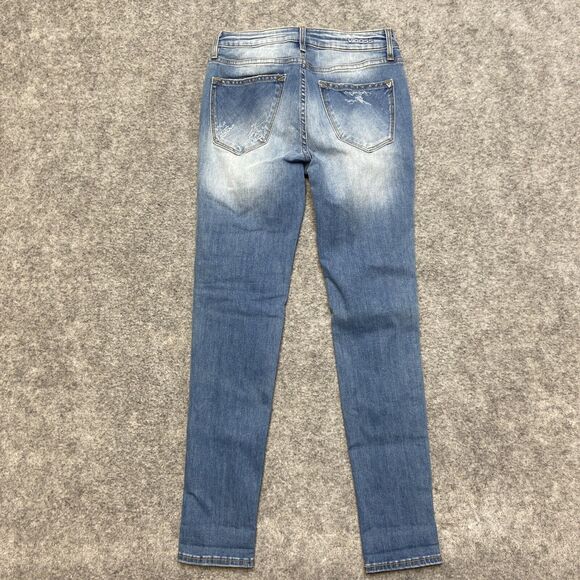 New Vigoss Distressed Thompson Tomboy Skinny Jeans Women's 25 Light Blue Faded - Picture 2 of 9